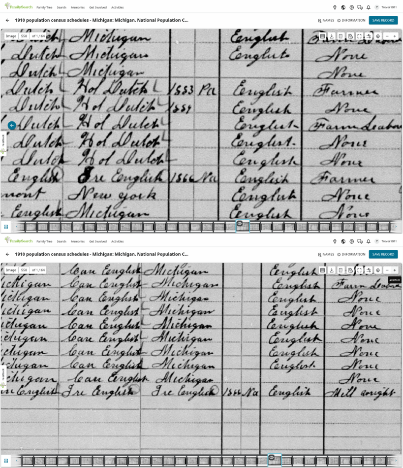 Brothers John and Charles Sheridan, both Canadian-born, in one household in the 1910 census of Allendale.